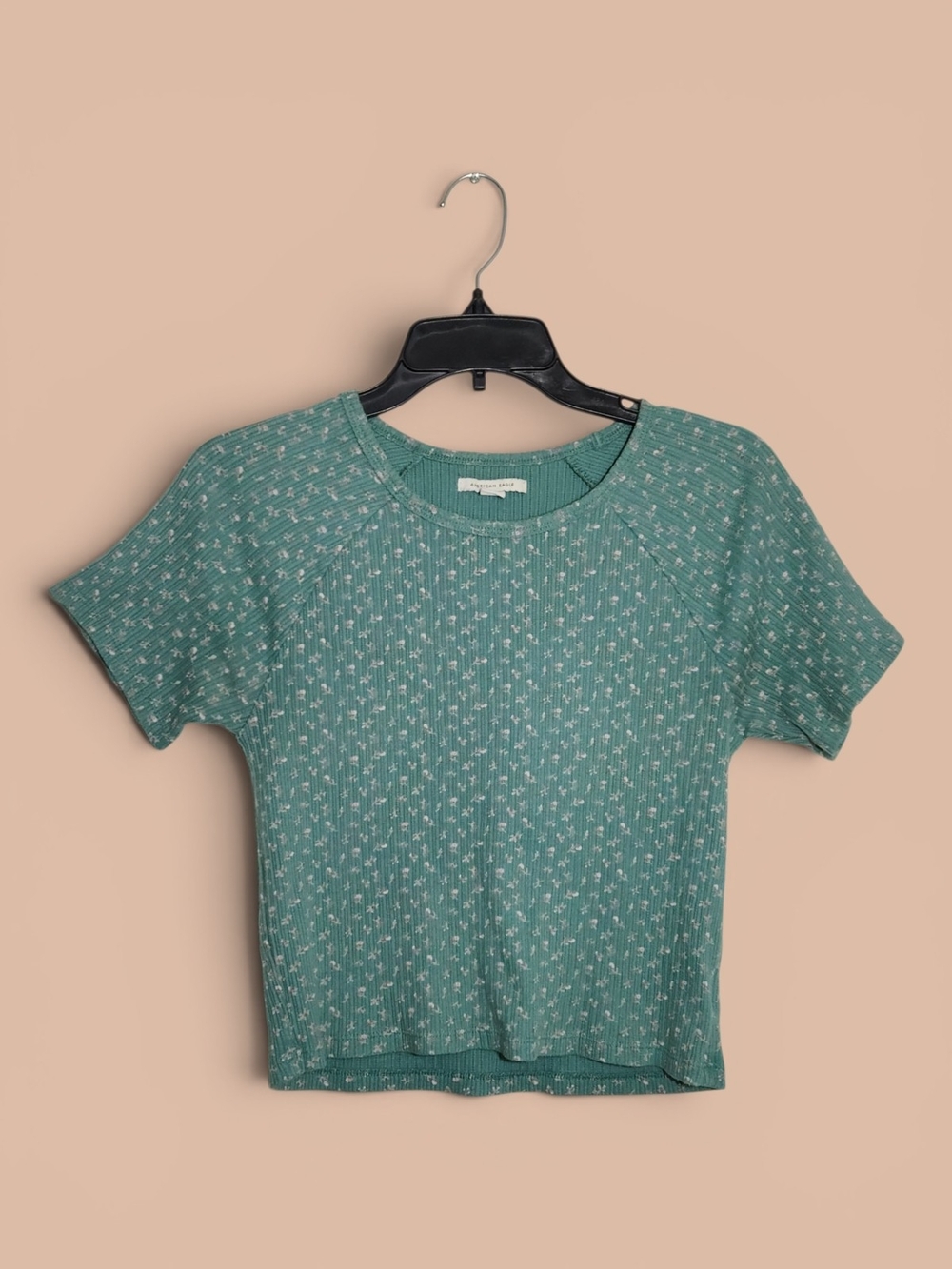 Womens American Eagle Floral Cropped Baby Tee